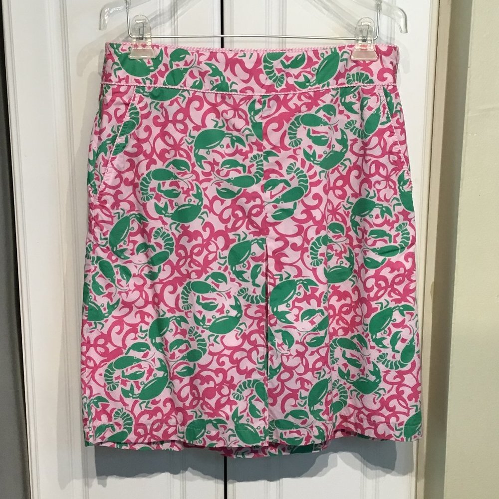 L.L. Bean Lobster & Crab Cotton A-Line Skirt